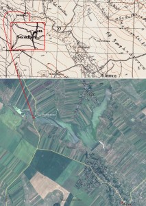 - situația în 1939 (harta: Geo-spatial.org); - situația actuală (foto: Google Earth)